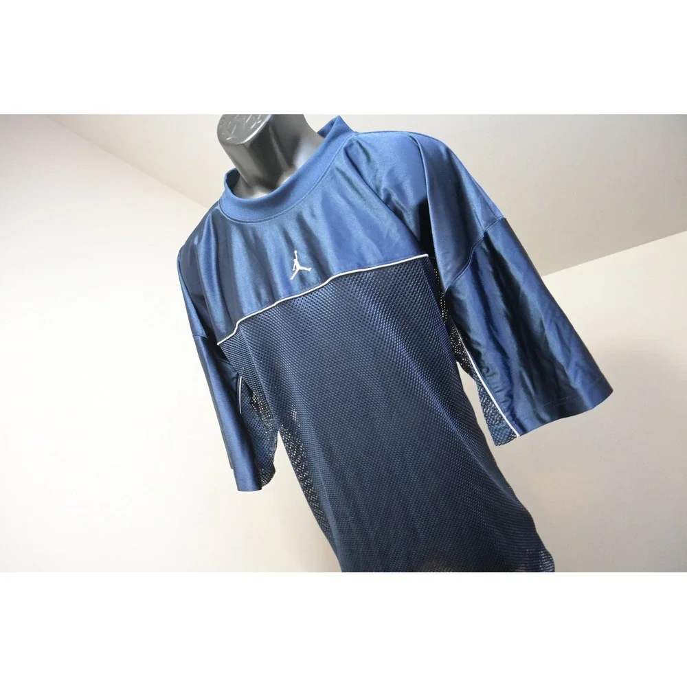 VTG Jordan Jersey Men 3XL Navy Blue Mesh Satin Jumpman Basketball Shirt